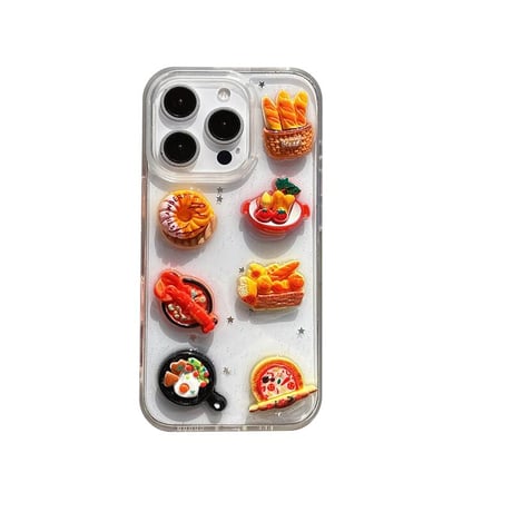 CUTECASE ピザ/ドーナツ iPhone16pro/16ケース クリア iPhone15pro/14/13pro/12カバー 大人可愛い プレゼントにおすすめCM5269