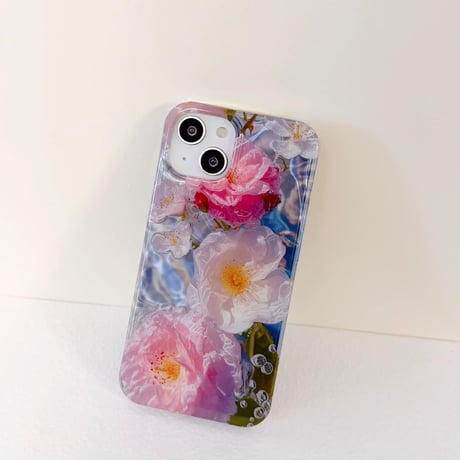 CUTECASEフラワー花 iPhone15/15proケース 艶感 綺麗iPhone14/13/12proカバー 春夏コーデ 高級感 かわいいCM4052
