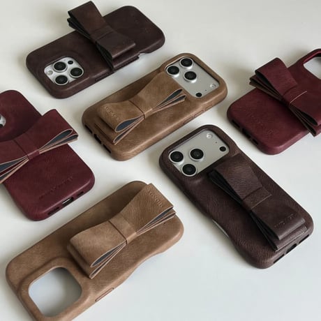 CUTECASE リボンスタンド iPhone17pro/17ケース 革製 高級感 iPhone16ProMax/15/14カバー 耐衝撃 多機能 秋冬人気品CM6051