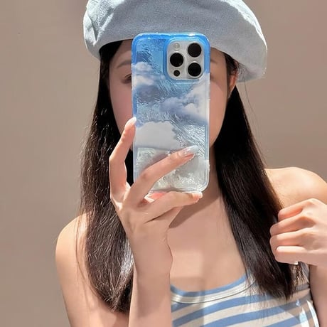 CUTECASE 青空 iPhone16pro/17ケース キラキラ光る iPhone15pro/14/13カバー オシャレ 大人可愛い CM5624