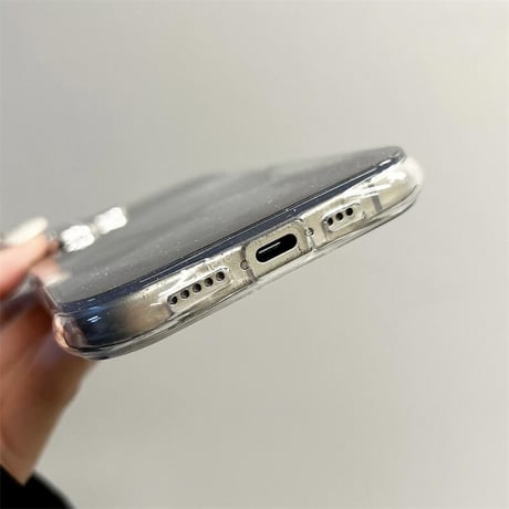 CUTECASEぼかしブラック iPhone16/16plusケース 耐衝撃加工 iPhone15Pro/14/13pro/12クリアケース キラキラ かわいい レンズ保護CM4816
