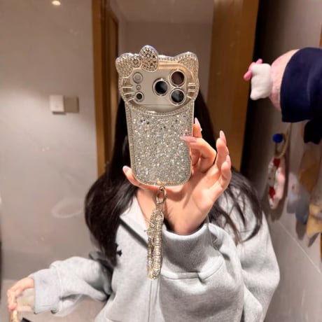 CUTECASE ジュエリーリボンiPhone17Promaxケース キラキラグリッター iPhone16Pro/15Proきれいめコーデ iPhone13/12Pro 女子力高い CM4879