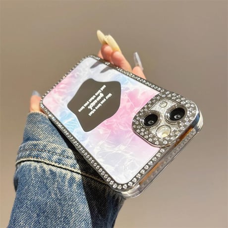 CUTECASEジュエリーライン iPhone16pro/15proケース メイク鏡付 iPhone14/13promax/12カバー おしゃれ 春夏人気アイテム CM5155
