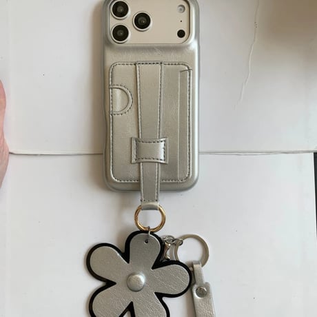CUTECASE カード入れ付きiPhone17Promaxケース ベルト付き レザー製 iPhone17Pro/16Pro/15pro/14ProMaxケース 花ストラップCM6411