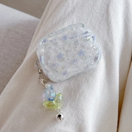 CUTECASE 草花柄 Airpods Pro3ケース 淡色系 Airpods 4/3カバー AirpodsPro2/1 キーホルダー付き 春コーデ CM6132