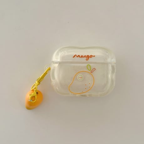 CUTECASE マンゴー AirpodsPro3ケース うねうね Airpodspro3/2/1カバー Airpods第3/2世代 果物キーホルダー 美味しいそうCM6450