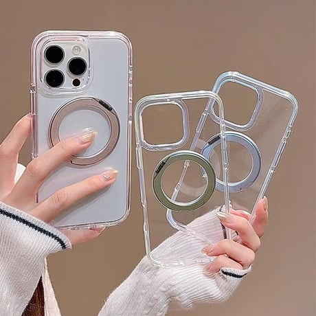 CUTECASEMagSafeリングスタンド iPhone16Pro/16ケース 透明 iPhone15Pro/14Pro/13ケース 多機能品質よい 四角耐衝撃CM5178