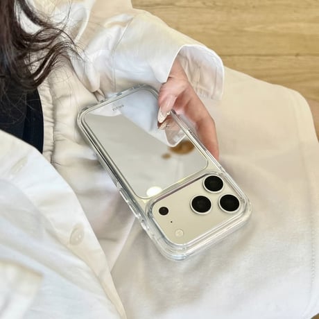 CUTECASE ミラーiPhone17Promaxケースシンプル風 iPhone17/16Pro/15ケース メイク直しに便利 夏に人気 CM6346