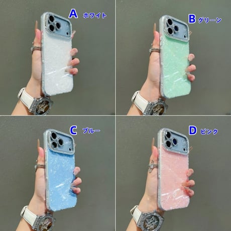 CUTECASE シェル柄 iPhone17/17Proケース ダイヤレンズカバー 美しい iPhone17ProMax/16/15ケース キラキラ感 CM6166