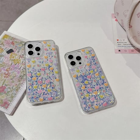 CUTECASE動く液体 iPhone16/16proケース 蝶々 キラキラグリッター入り iPhone14/13pro/12カバー 大人可愛い 夏に人気 人気CM5250