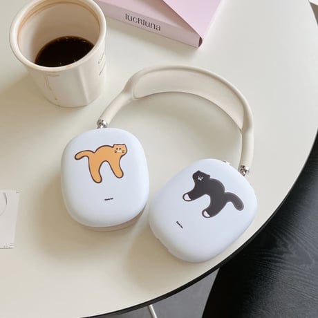 CUTECASE 可愛い猫柄 AirPodsMax2/1ケース マット 指紋/汚れ防止 エアーポッズ マックス専用カバー ギフトに最適 頑丈CM5214