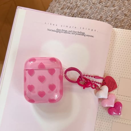 CUTECASE ハート柄 Airpods Pro3ケース バラ色 Airpods 4/3カバー AirpodsPro2/1 ハートキーホルダー 甘めコーデCM6330