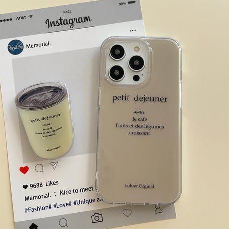 CUTECASE カップグリップ iPhone15/15proケース 英語 iPhone14/13pro/12ケース シック ファッションCM4472