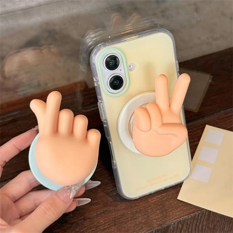 CUTECASE 指ハート/ ピースサイン スマホグリップ スタンド マグネット式タイプ 可愛い 丈夫 ギフトに最適CM5461