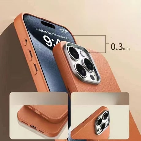 CUTECASEソリッドカラー革素材iPhone16Pro/16ProMaxケース MagSafe クラシック iPhone15Pro/14/13カバー  C6030