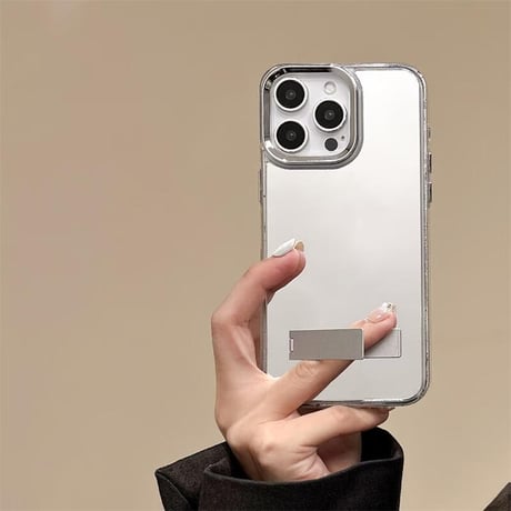 CUTECASEスタンド付 ミラー iPhone16Pro/16ケース メイク鏡 オシャレ iPhone15Pro/14/13Promax/SEカバー 便利 CM4848