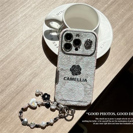 CUTECASE ストラップ付 iPhone17Pro/17ケース 花柄 iPhone16pro/17promaxカバー キラキラ オシャレ 大人可愛い CM5669