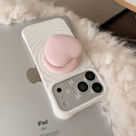 CUTECASE ピンクハートグリップ iPhone17/17Proケース MagSafe対応 iPhone16Pro/15/14ケース 耐衝撃 シンプル 高級感 CM6088