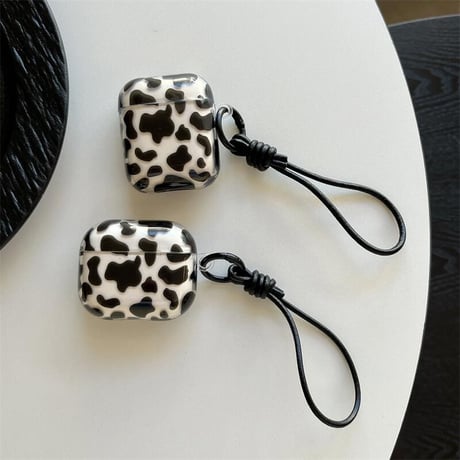 CUTECASE アニマル柄 Airpods４ケース 牛柄 ストラップ付 Airpods3/Pro2ケース 可愛い 丈夫CM5674