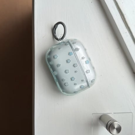 CUTECASE グラデーションブルー Airpods Pro3ケース 花柄 Airpods4/3カバー pro2/pro1 リング/キーホルダー 韓国風CM6283