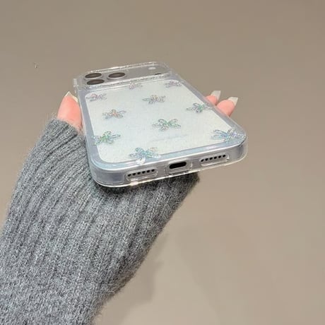 CUTECASE キラキラ花 iPhone17Pro/17ケース ラメ クリア iPhone17ProMax/16/15Proカバー オシャレ シック 女子力高い CM5870