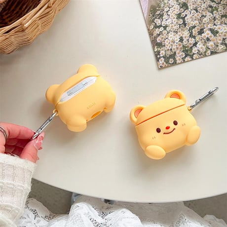 CUTECASE熊ちゃん Airpods3/pro2ケース かわいいシリコン Airpods2/proカバー リング付 可愛い ギフトに最適CM4411