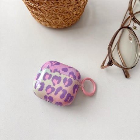 CUTECASE ヒョウ柄 Airpods4ケース パープル/ピンク AirpodsPro2ケース エアーポッズ3/2 かわいい リング付 Gift CM5585