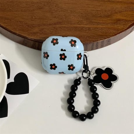 CUTECASE韓国風 Airpods4ケース 花柄 AirpodsPro2ケース airpods3/2ケース 花バックチャーム付 シックCM5477