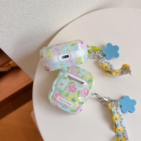 CUTECASE 花柄 Airpods Pro3ケース 花ストラップ Airpods 4/3カバーケース AirpodsPro2/1 うねうね 女子力高い 春コーデ CM6136