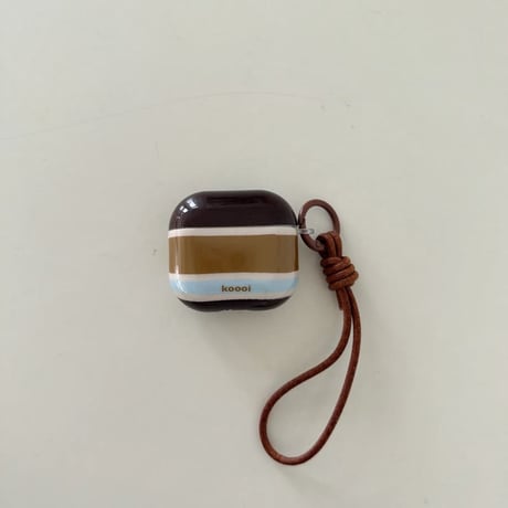 CUTECASE カラーブロッキング AirpodsPro3ケース ストライプ柄 エアポッズ4/3 AirpodsPro2/Proカバー 皮ストラップ シック ギフトにおすすめ CM6209