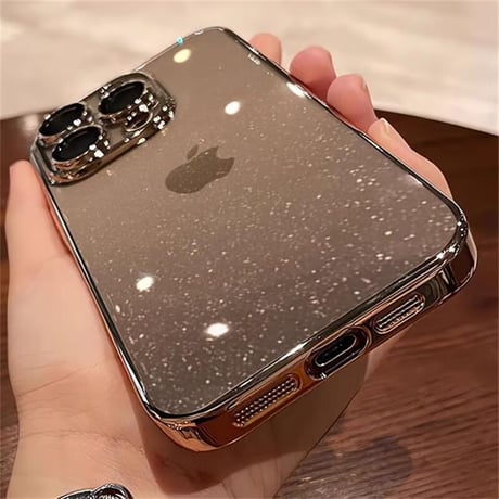 CUTECASEキラキラ iPhone16pro/15promaxケース おしゃれ透明 アイフォン14pro/13/promax/12カバー 黄ばまないメッキ カメラ保護 軽量丈夫CM3564