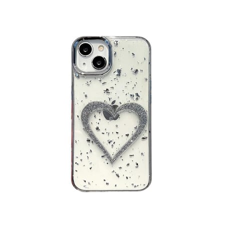 CUTECASEグリッターハート iPhone16pro/15ケース クリア iPhone14/13pro/12カバー 大人可愛い 黄ばまないCM5196