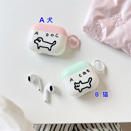 CUTECASE カップルペア AirPods4ケース 可愛い猫と犬 AirpodsPro2/3/2カバー お揃い リング付き ギフトにおすすめCM5594