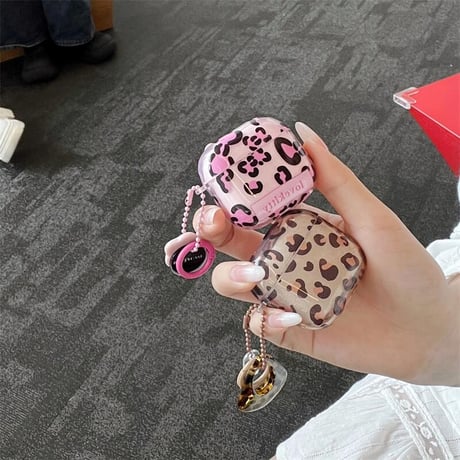 CUTECASEアニマル柄 Airpods4ケース ヒョウ柄 Airpodspro2カバー Airpods3/2 キーチェーン付 可愛すぎ CM5592