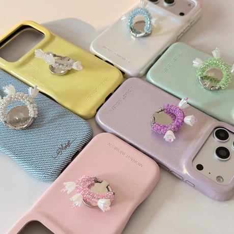CUTECASE 花付ミラーリングiPhone17Promaxケース レザー iPhone16Pro/15pro/14ケース エレガント スタンド付CM6300