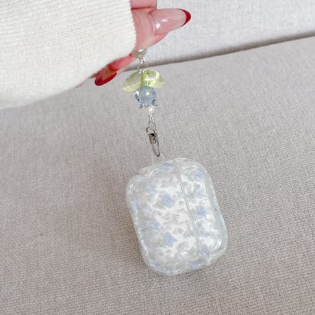 CUTECASE 草花柄 Airpods Pro3ケース 淡色系 Airpods 4/3カバー AirpodsPro2/1 キーホルダー付き 春コーデ CM6132