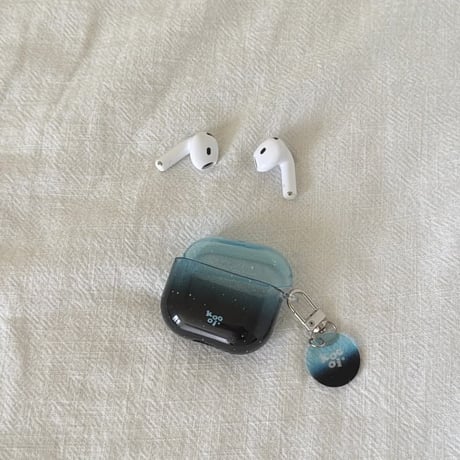 CUTECASE グラデーションブルー Airpods Pro3ケース 光沢感 Airpods4/3カバー pro2/pro1 リング/キーホルダー オシャレCM6206