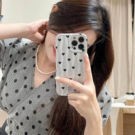 CUTECASE ハート柄 iPhone15/15proケース マット 指紋防止 iPhone14/13pro/12proケース かわいい 女子力UP CM4405