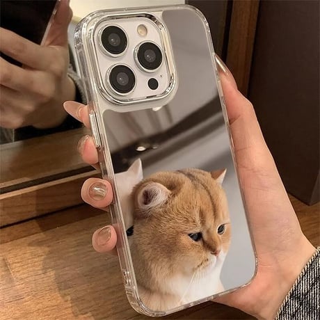 CUTECASEカップル iPhone16/16Proケース お揃い ミラー 猫柄 iPhone15Plus/14/13/12promaxカバー 可愛い ギフトに最適 CM4658