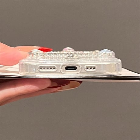 CUTECASEジュエリーミラー アイフォン16pro/15ケース 蝶/ダイヤ iPhone14/13pro/12カバー 大人可愛い 夏に人気品CM5255