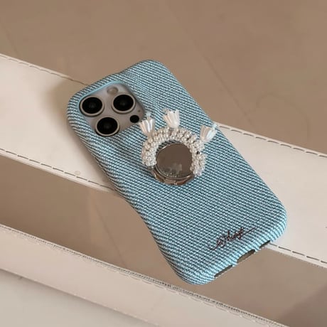 CUTECASE 花付ミラーリングiPhone17Promaxケース レザー iPhone16Pro/15pro/14ケース エレガント スタンド付CM6300