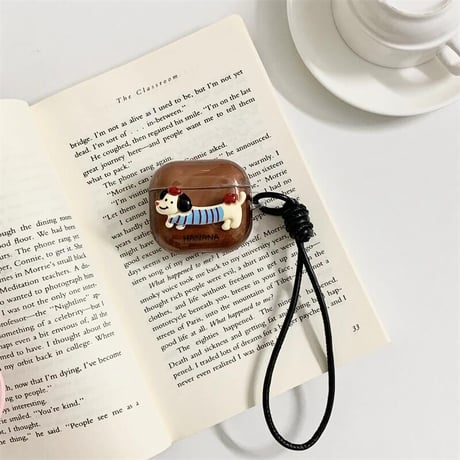 CUTECASEダックスフンド Airpods第四世代ケース リングとストラップ付 AirpodsPro2ケース airpods3カバー かわいい お揃いCM5437