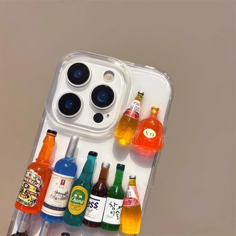 CUTECASE酒ボトル iPhone16/16proケース かわいい iPhone15plus/14pro/13カバー 頑丈個性ファッション CM5401
