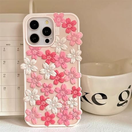 CUTECASE 桜花 iPhone16pro/16ケース ピンク iPhone15pro/14/13promaxカバー 大人可愛い 丈夫 女子力高いCM5288