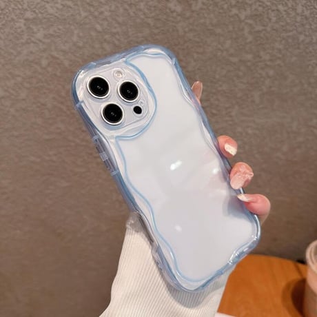 CUTECASEパステルカラー iPhone16pro/16ケース 淡色系 うねうね iPhone15pro/14/13promaxカバー 涼しい感じ クリアケースCM5354