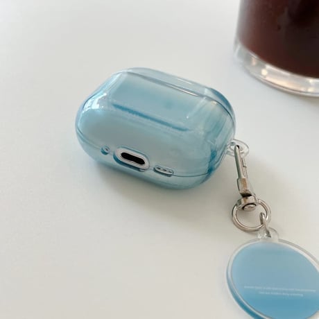 CUTECASE グラデーションブルーカラー Airpods Pro3ケース 光沢感 Airpods 4/3カバーケース AirpodsPro2/1 キーホルダー付き お洒落 CM6163