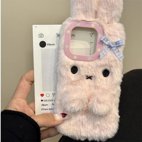 CUTECASEめっちゃ可愛い iPhone16Pro/16ケース ふもふも兎ぬいぐるみ iPhone15Pro/14ProMax/13ケース プレゼントにおすすめ CM4750