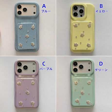CUTECASE ダブルミラースタンド付 iPhone17Promaxケース 花とダイヤデコ iPhone16Promax/15pro/14Proケース 上品 高品質CM6376