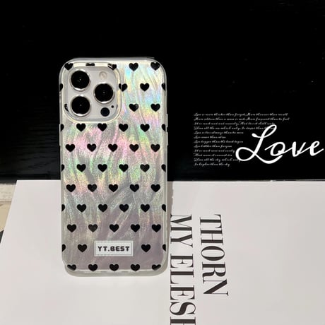 CUTECASEハート柄 iPhone15/15proケース キラキラ光る iPhone14/13pro/12ケース かわいい 女子に人気CM4065