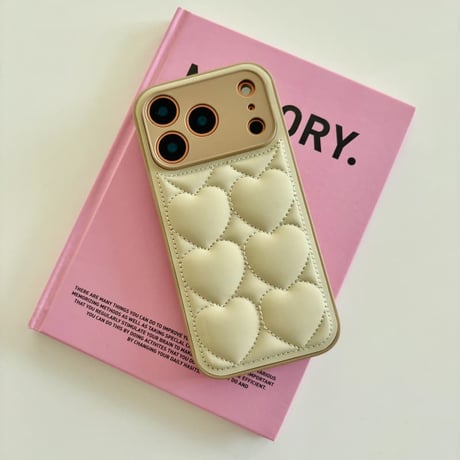 CUTECASE ダウンジャケット風 iPhone17Promaxケース キルティングハート iPhone17Pro/16Pro/15Proケース 耐衝撃 お洒落 CM5767